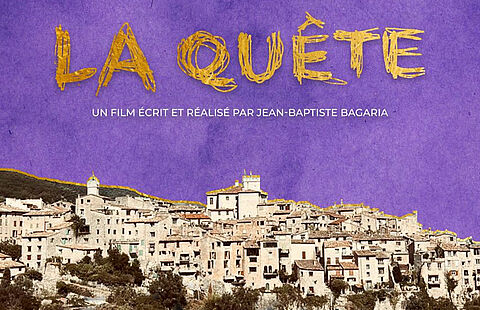 Affiche du film avec en fond le village de Tourrettes-sur-Loup