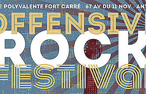 Affiche du festival "Offensive Rock" avec une guitare en fond