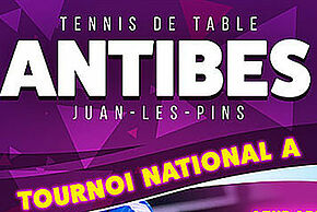 Affiche du tournoi National A de Tennis de table avec les dates samedi de 10h à 18h et dimanche de 9h à 15h