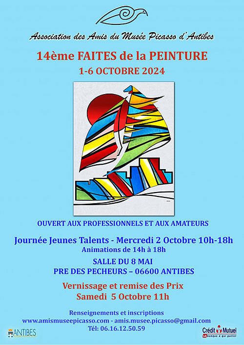 Affiche de la manifestation - Fond bleu - peinture abstraite